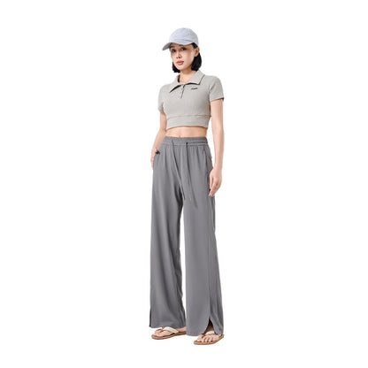 Womens Ice Silk Sun Protection Wide Leg Pants