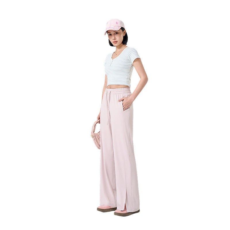 Womens Ice Silk Sun Protection Wide Leg Pants