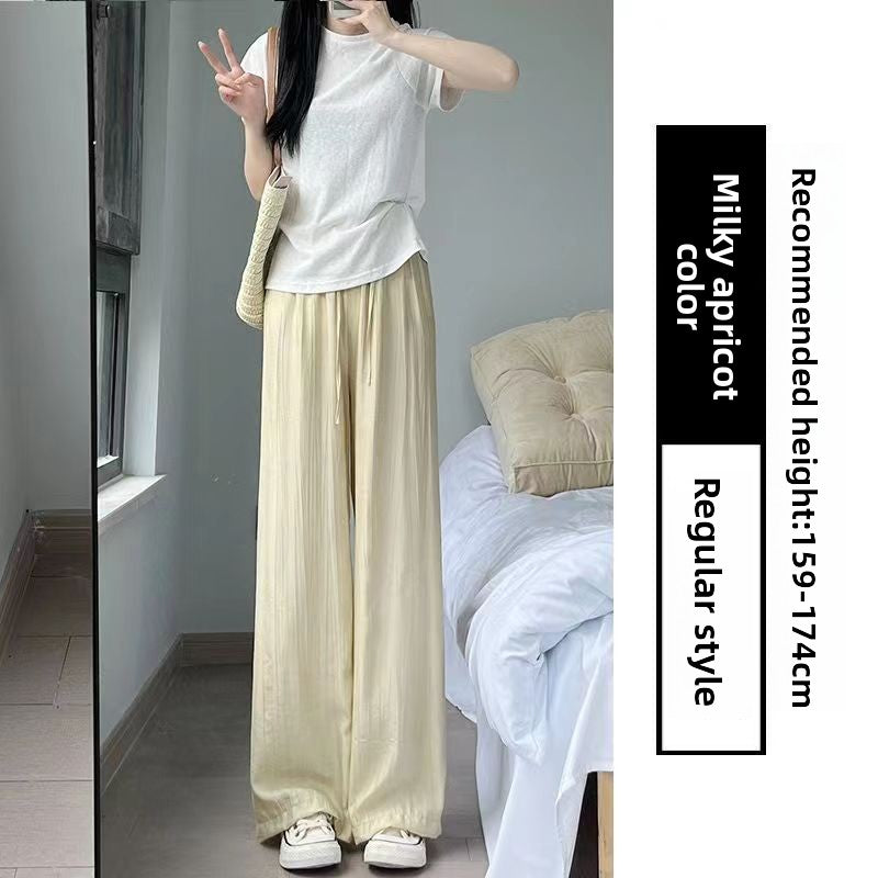 Womens Ice Silk Wide Leg Pants