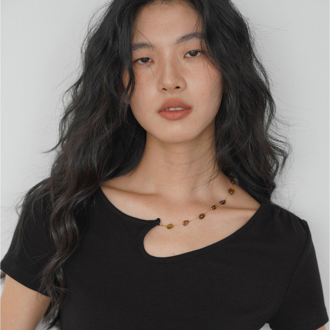 Womens Irregular Neckline Short Sleeve T-Shirt