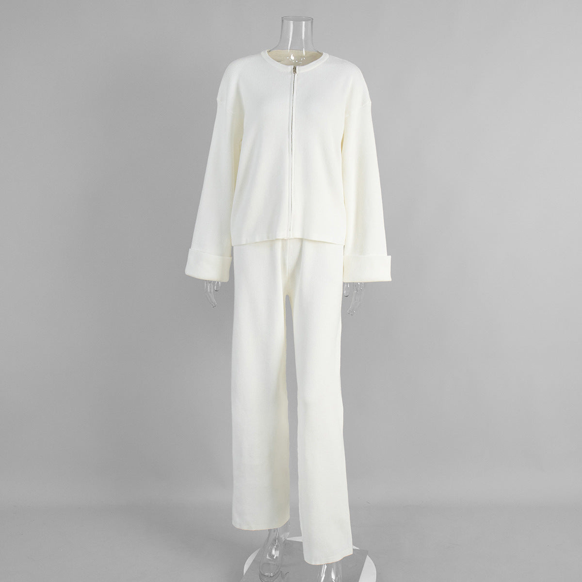 Womens Knit Long Sleeve Wide Leg Pants Set