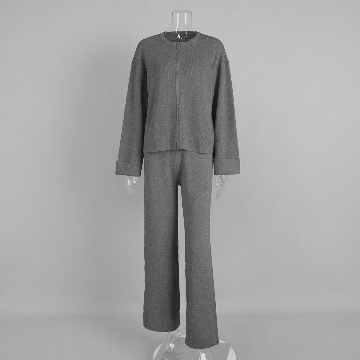 Womens Knit Long Sleeve Wide Leg Pants Set