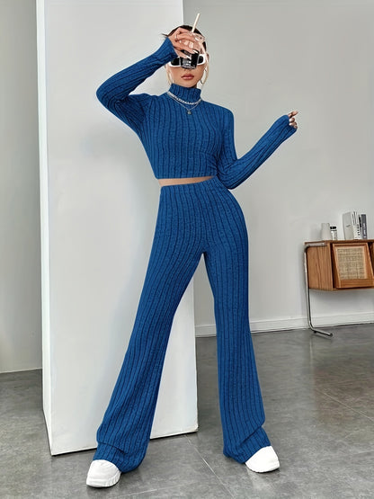 Womens Knitted Hooded Sweatshirt and Pants Set