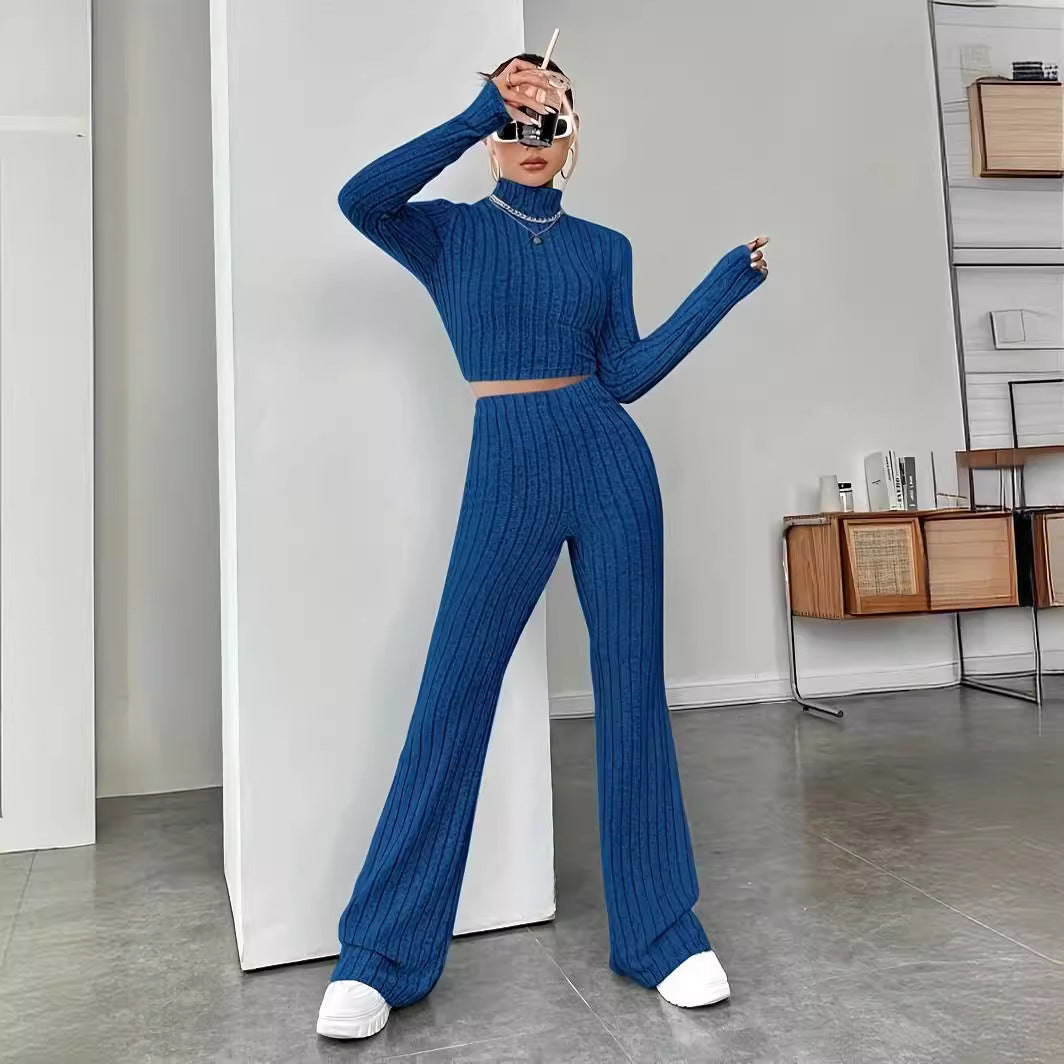 Womens Knitted Hooded Sweatshirt and Pants Set
