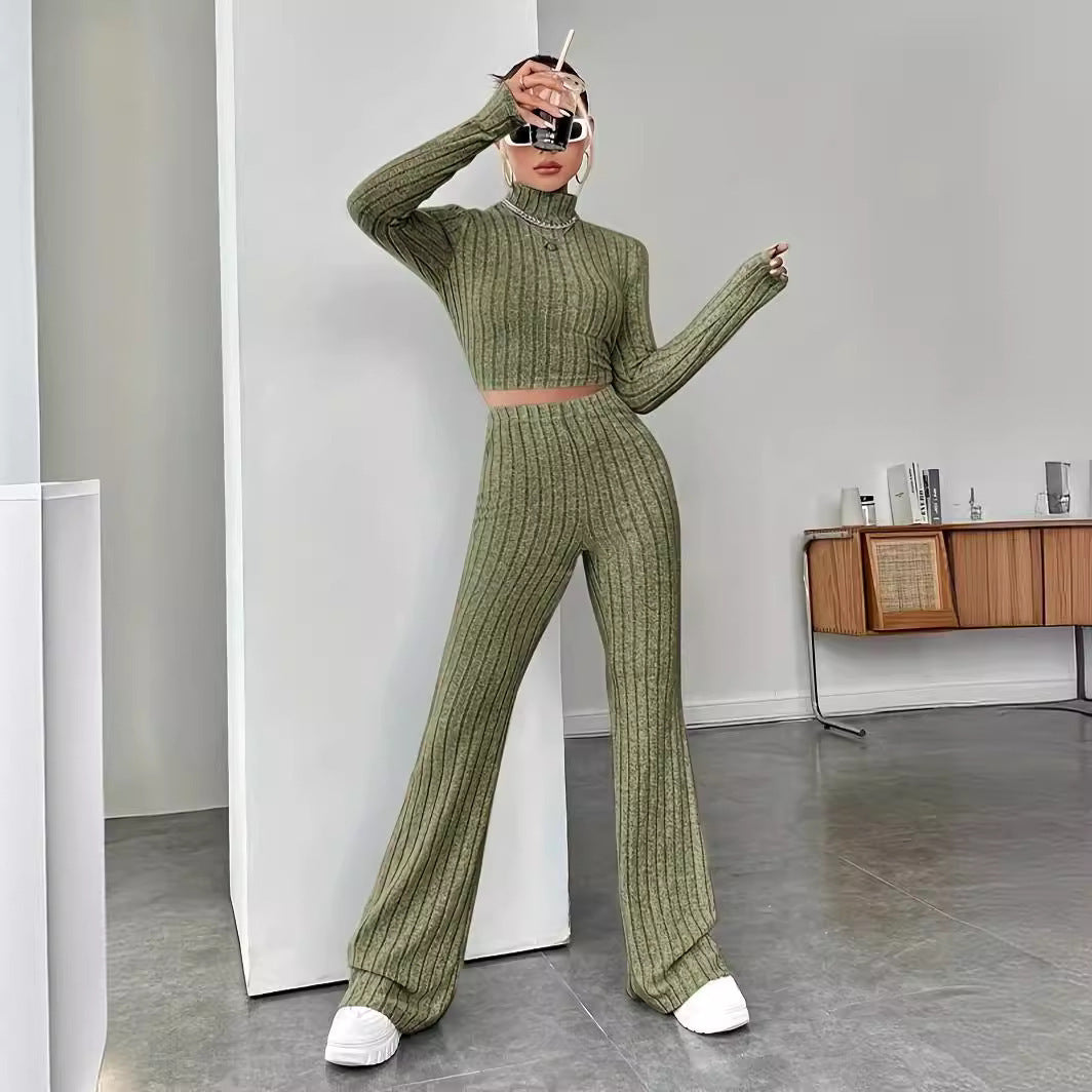 Womens Knitted Hooded Sweatshirt and Pants Set