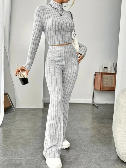 Womens Knitted Hooded Sweatshirt and Pants Set