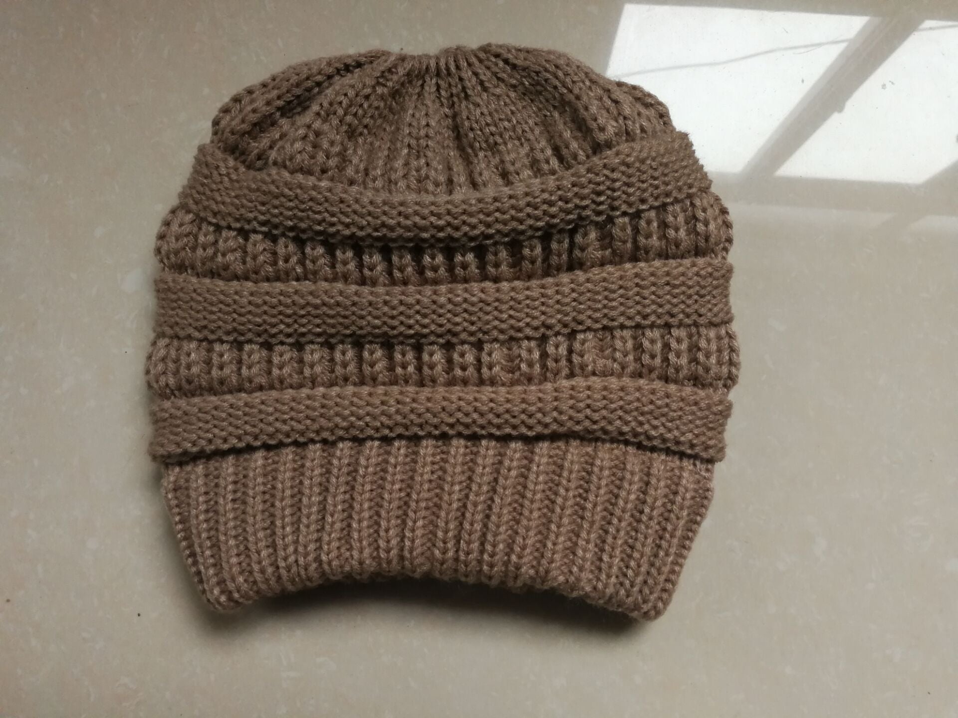 Womens Knitted Ponytail Hat Winter Warm Cap