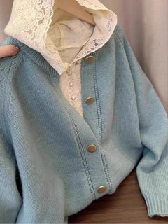 Set SweaterCardigan HoodedLaceTop