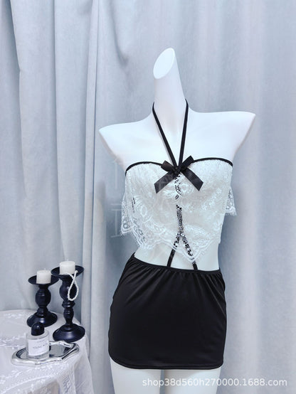 Womens Lace Backless Nightdress