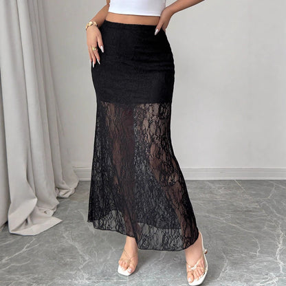 Womens Lace Fish Tail Midi Dress