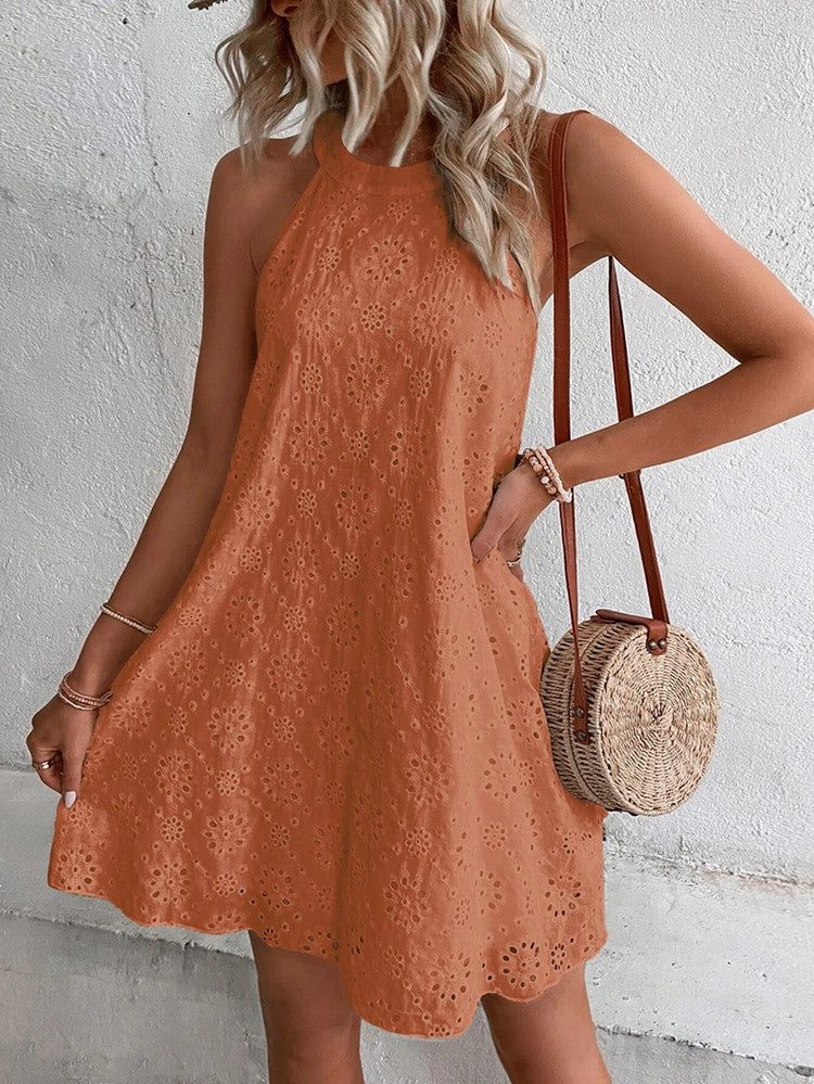 Womens Lace Halter Sundress