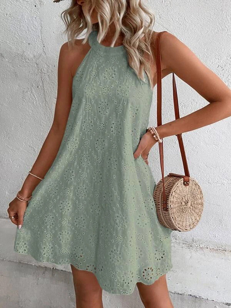 Womens Lace Halter Sundress
