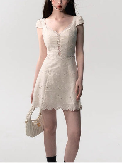 Womens Lace Patchwork Summer Dress