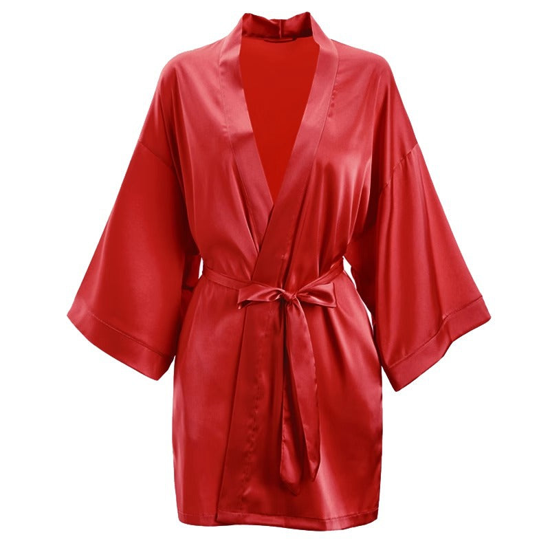 Womens Lace Trim Ice Silk Sleepwear Nightdress