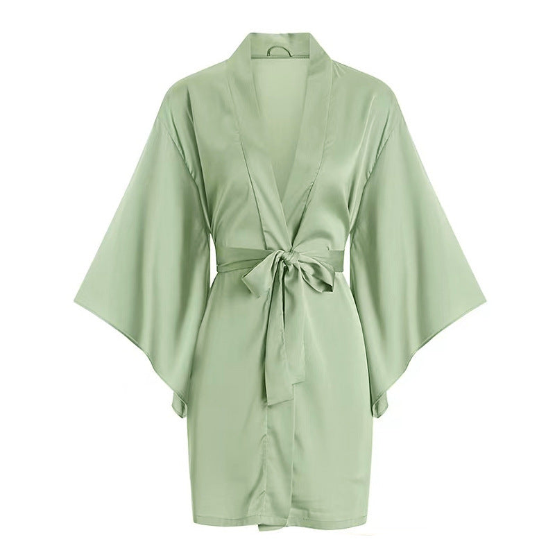 Womens Lace Trim Ice Silk Sleepwear Nightdress