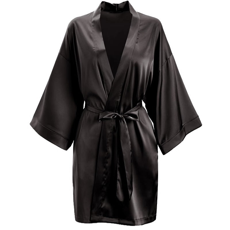 Womens Lace Trim Ice Silk Sleepwear Nightdress