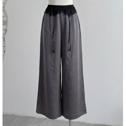 Womens Lace Wide-Leg Casual Pants
