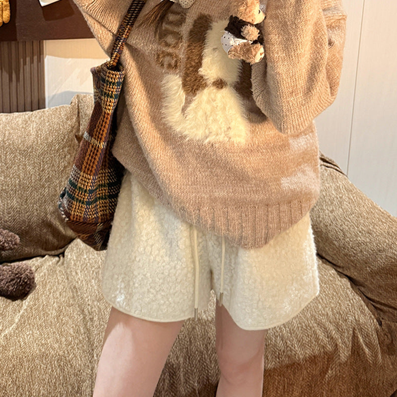 Womens Lambswool High Waisted Shorts