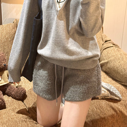 Womens Lambswool High Waisted Shorts