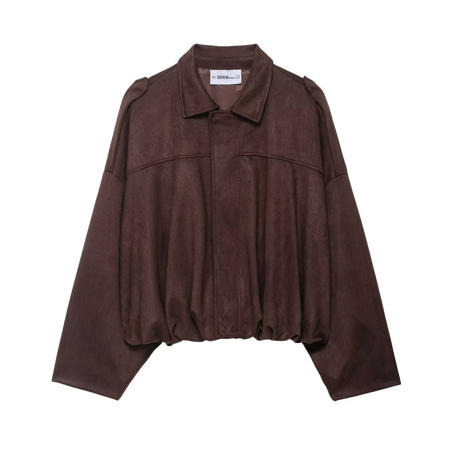 Womens Lapel Zipper Suede Jacket
