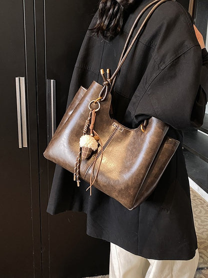 Womens Large Capacity PU Leather Tote Bag