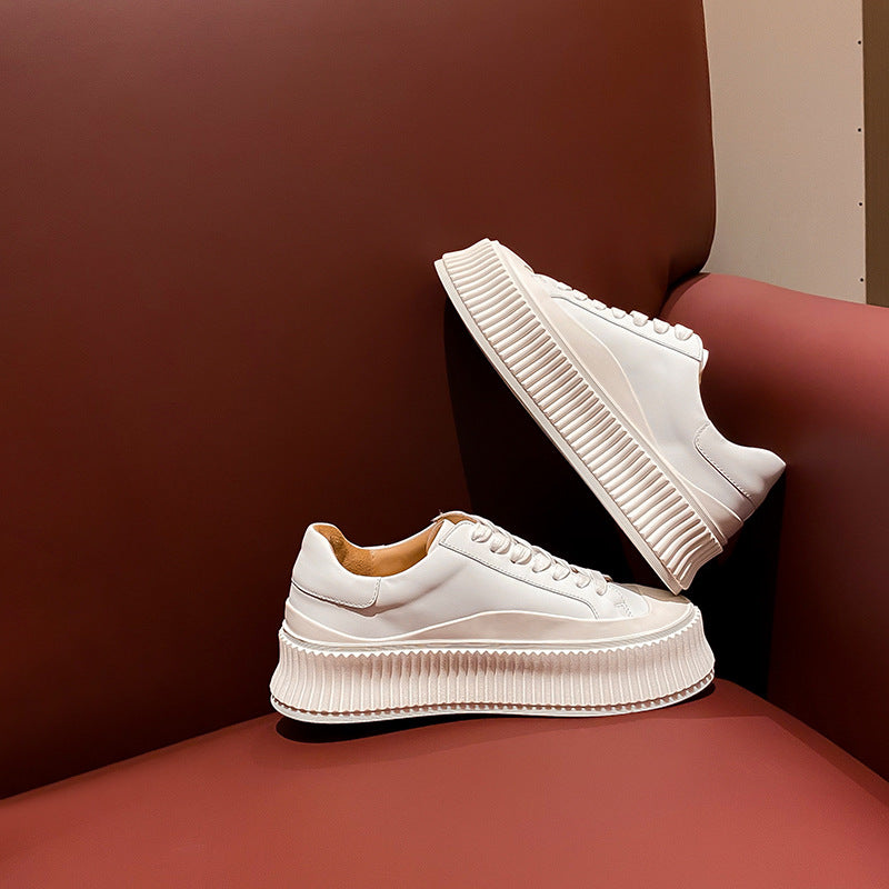 Womens Leather Platform Sneakers