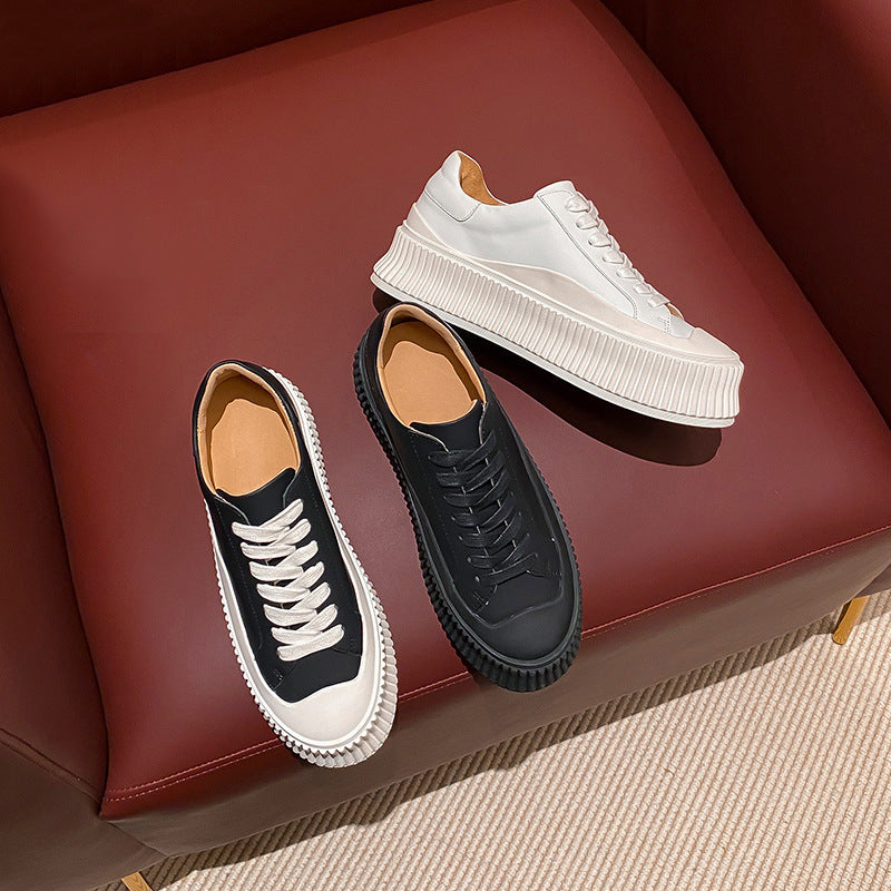 Womens Leather Platform Sneakers