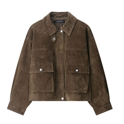 Womens Leather Style Bomber Jacket