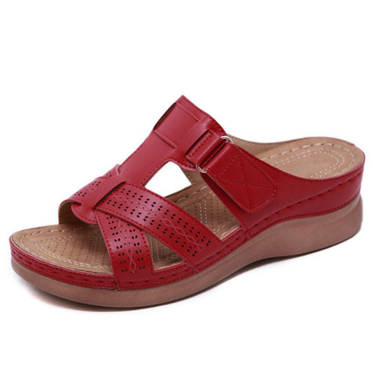 Womens Leather Wedge Sandals