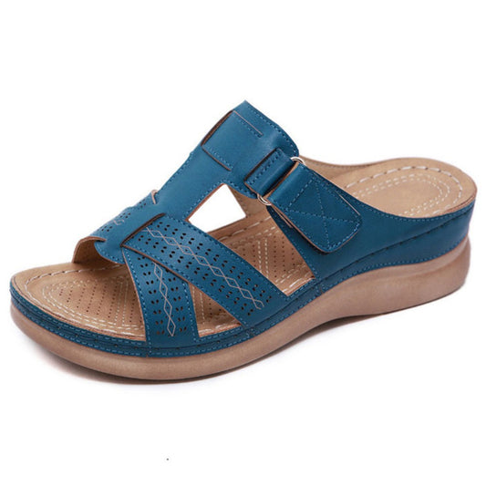 Womens Leather Wedge Sandals