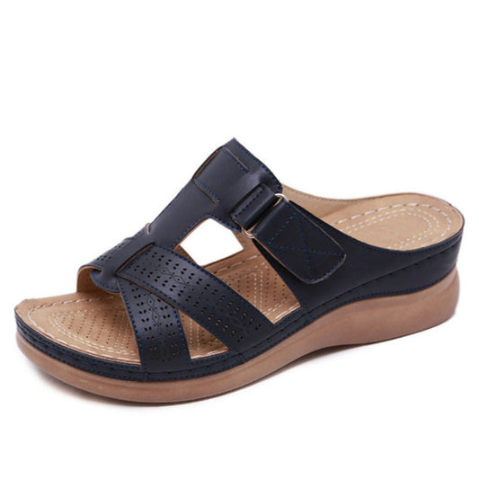 Womens Leather Wedge Sandals