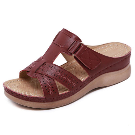 Womens Leather Wedge Sandals