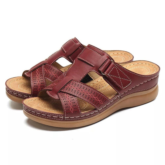 Womens Leather Wedge Sandals