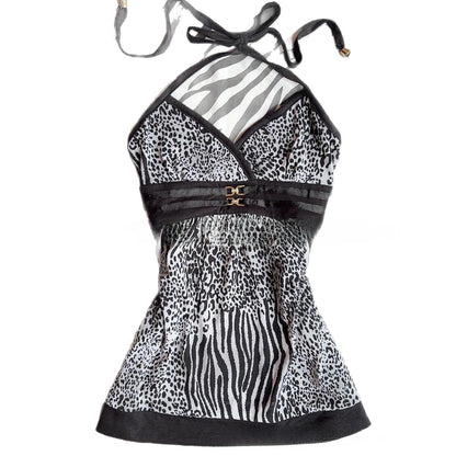 Womens Leopard Print Sleeveless Bodycon Top