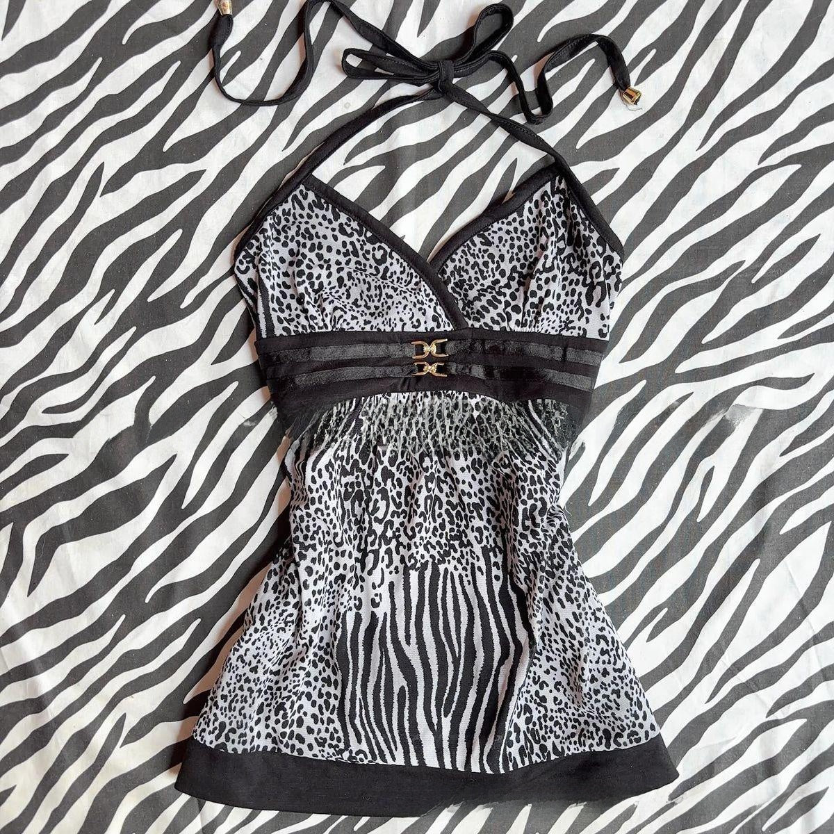 Womens Leopard Print Sleeveless Bodycon Top