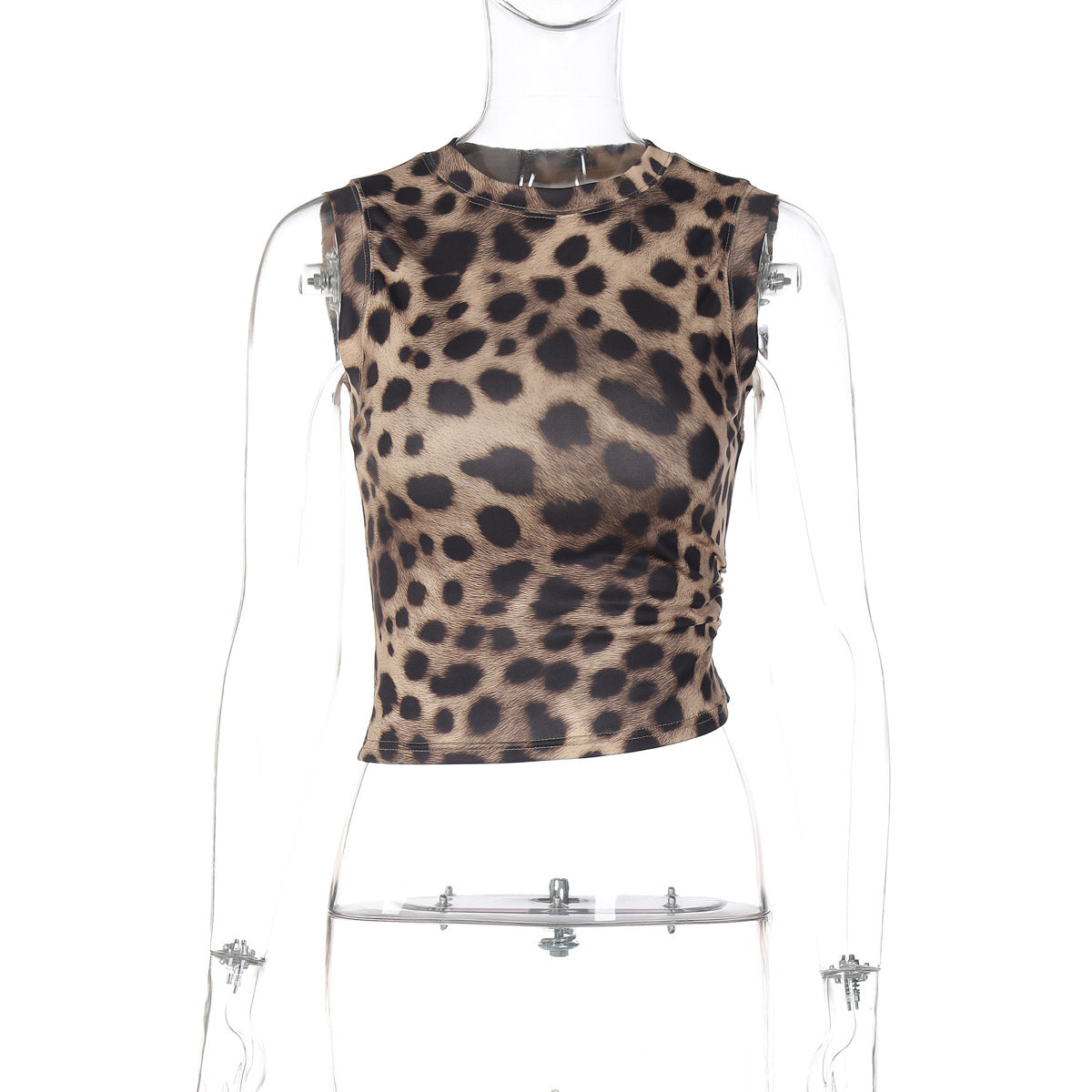 Womens Leopard Print Sleeveless Vest Top