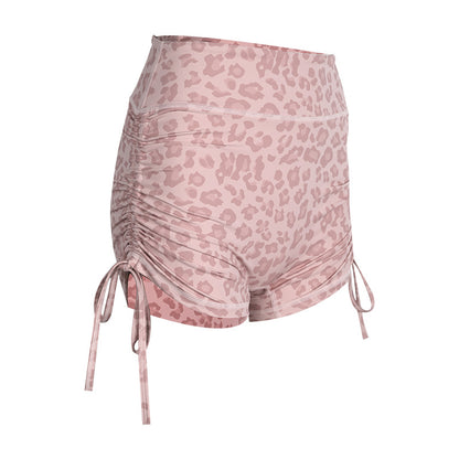 Womens Leopard Print Yoga Shorts