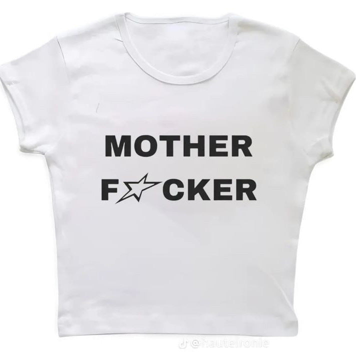 Womens Letter Print Cropped T-Shirt