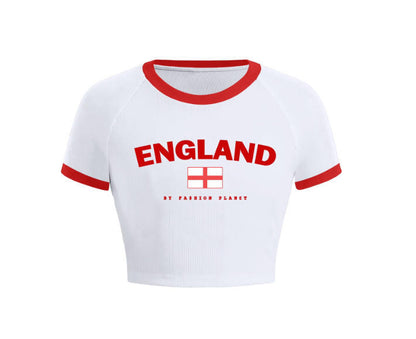 Womens Letter Print Cropped T-Shirt