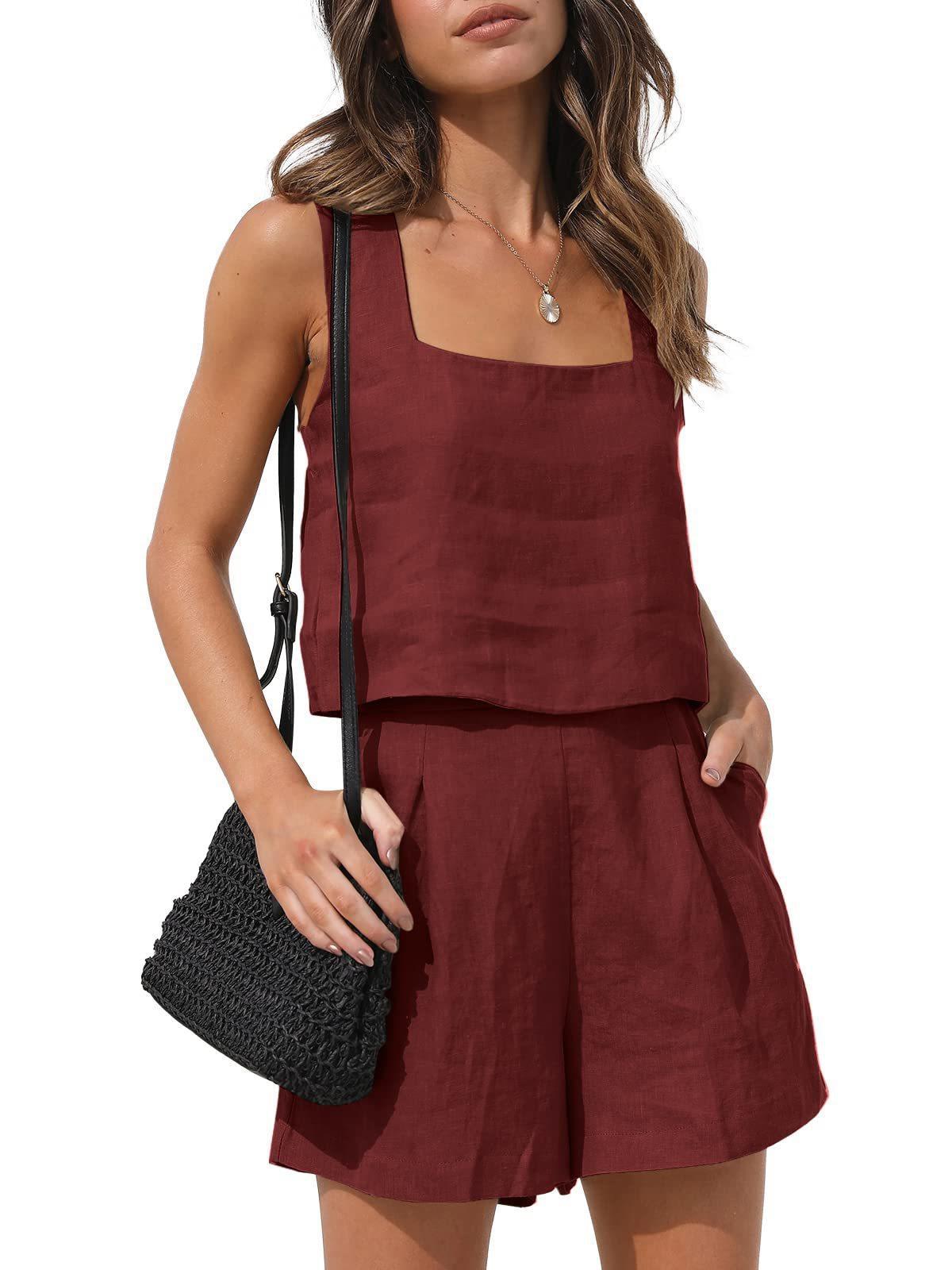 Womens Linen Vest Shorts