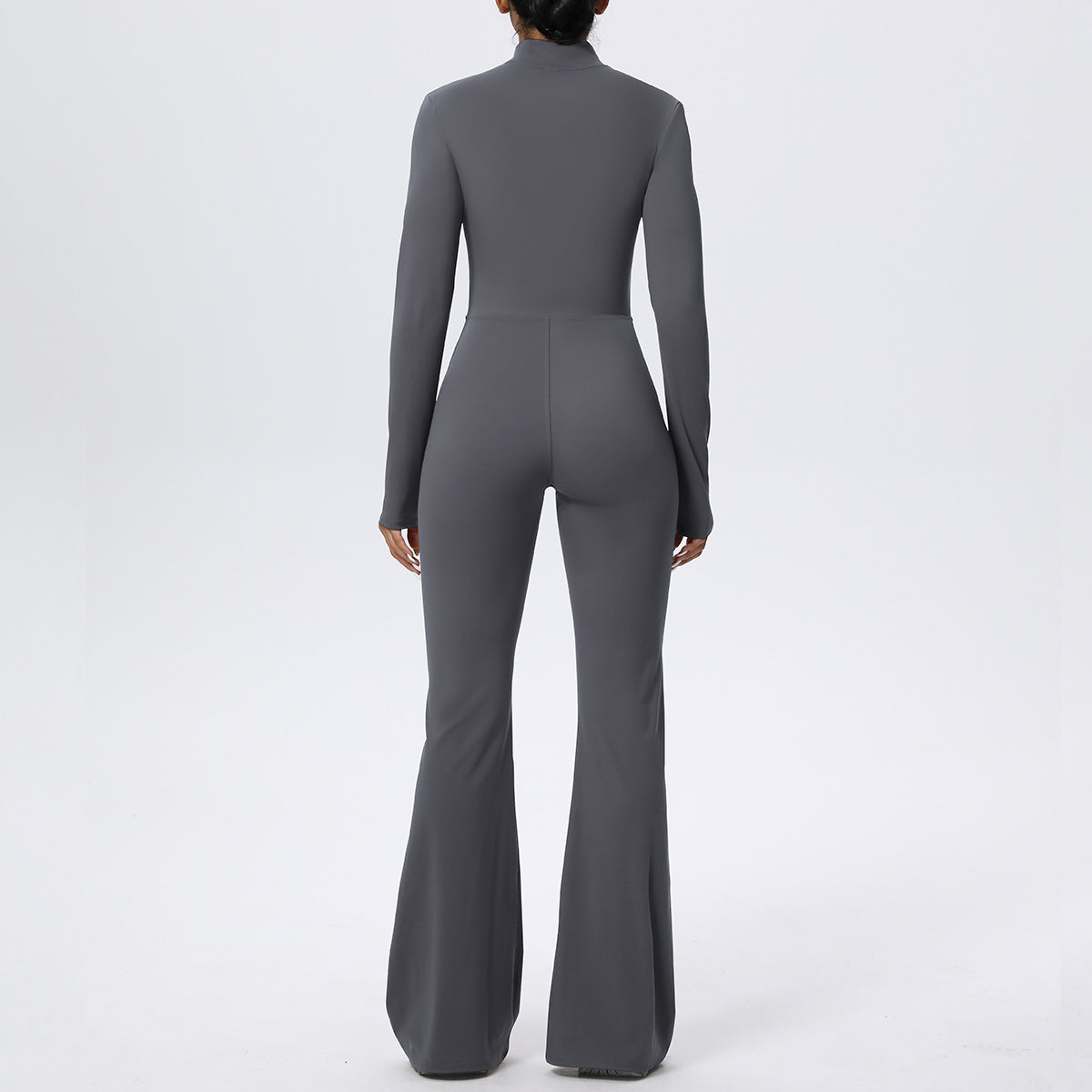 Womens Long Sleeve Flared Leg Jumpsuit