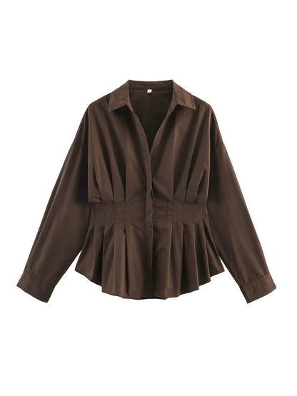 Womens Long Sleeve Lapel Shirt