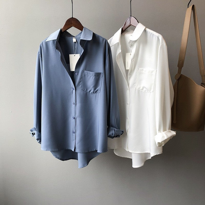 Womens Long Sleeve Lapel Shirt