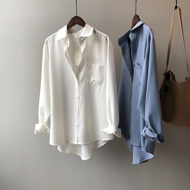Womens Long Sleeve Lapel Shirt