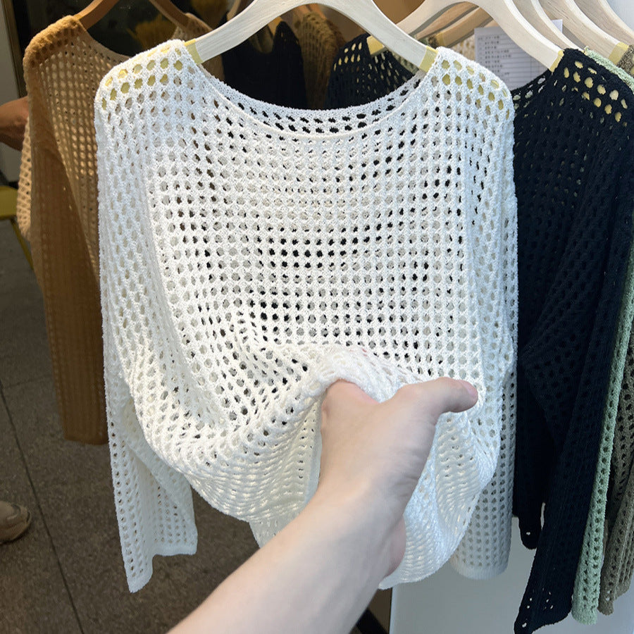 Womens Long Sleeve Mesh Blouse