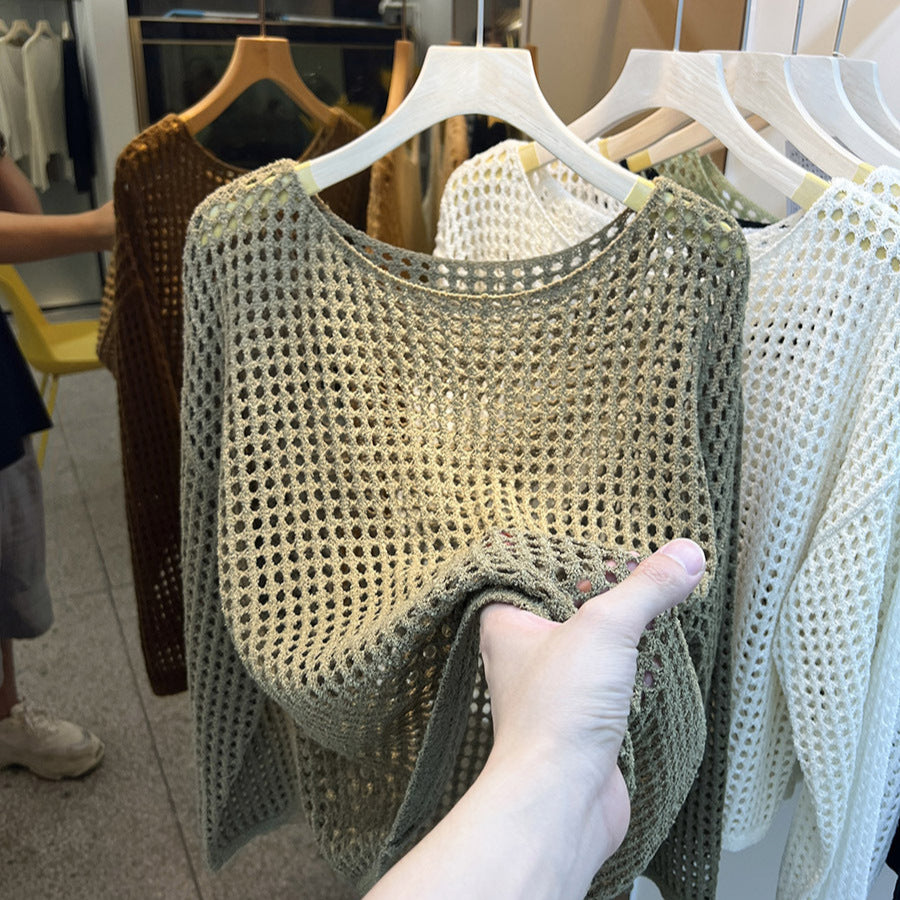 Womens Long Sleeve Mesh Blouse