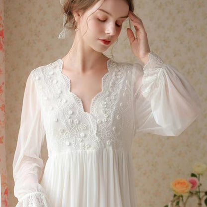 Womens Long Sleeve Pajama Dress with Built-in Bra
