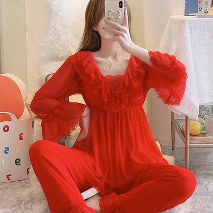Womens Long Sleeve Pajama Dress with Built-in Bra