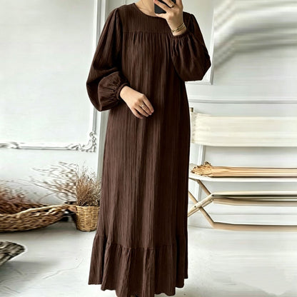 Womens Long Sleeve Ruffled Hem Dress
