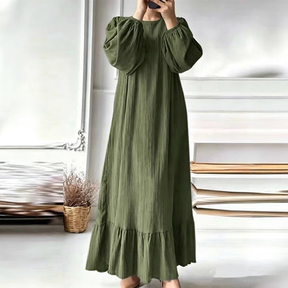 Womens Long Sleeve Ruffled Hem Dress